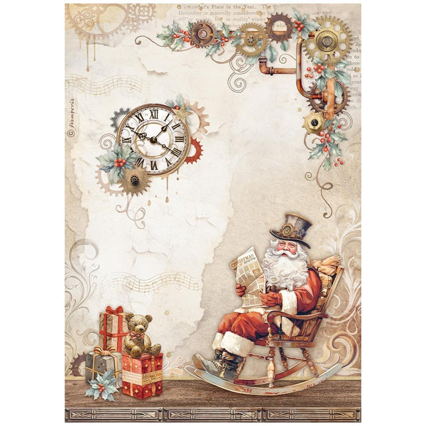 Stamperia, Rice Paper Sheet A4, Gear Up For Christmas, Santa Claus