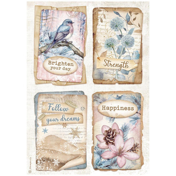 Stamperia, Rice Paper Sheet A4, Create Happiness Dewdrops, 4 Cards