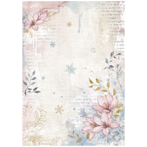 Stamperia, Rice Paper Sheet A4, Create Happiness Dewdrops, Flower Corner