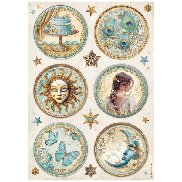 Stamperia, Rice Paper Sheet A4, Masquerade, 6 Rounds