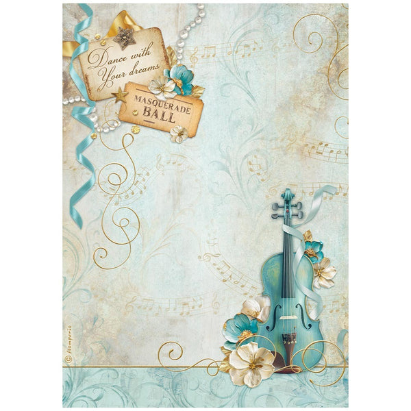 Stamperia, Rice Paper Sheet A4, Masquerade, Violin