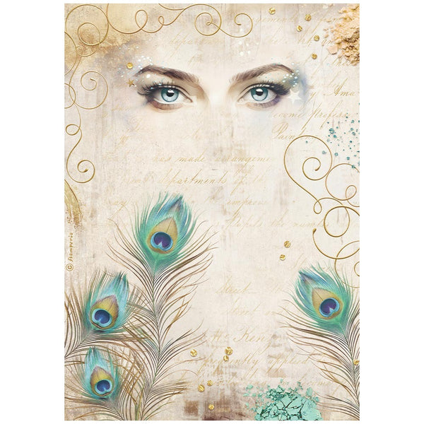 Stamperia, Rice Paper Sheet A4, Masquerade, Eyes And Feathers