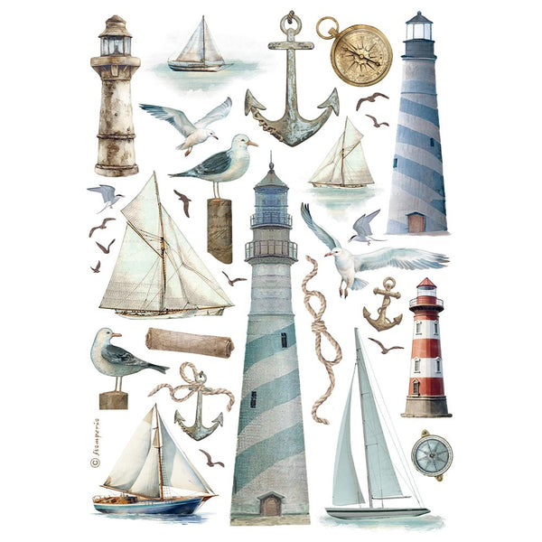 Stamperia, Rice Paper Sheet A4, Silent Sea, Lighthouse