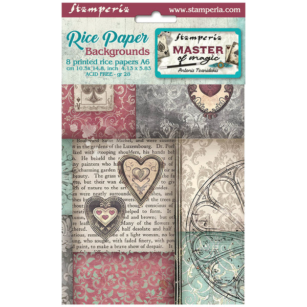 Stamperia Assorted Rice Paper Backgrounds A6 8/Pkg, Master of Magic