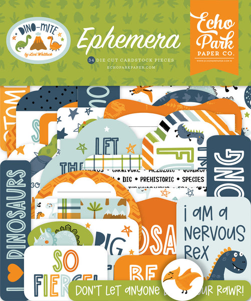 Echo Park Cardstock Ephemera 34/Pkg, Icons, Dino-Mite