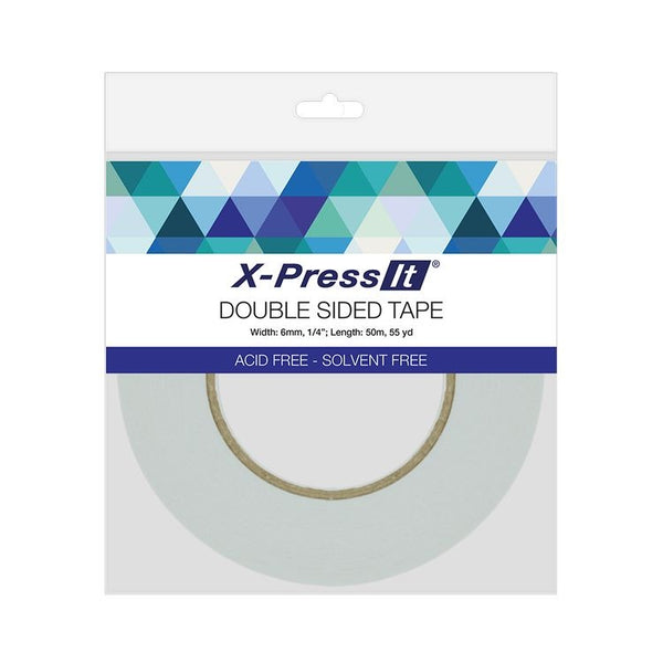 X-Press It, Double Sided Tissue Tape, 6mm x 50m/1/4" x 55yd
