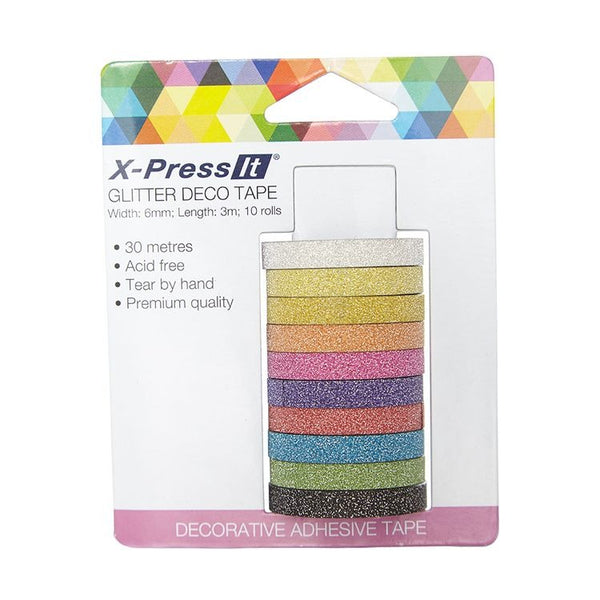X-Press It, Glitter Deco Tape, 6mm x 3m (10pk)