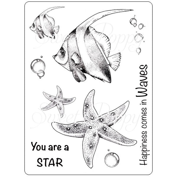 Sweet Poppy Stencil: A6 Stamp, Deep Sea