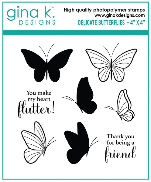 Gina K. Designs, Mini Clear Stamps, Delicate Butterflies