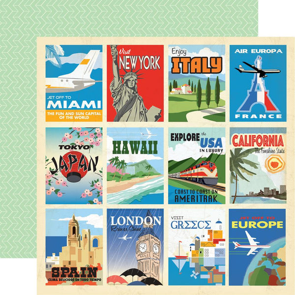 Carta Bella, Passport Double-Sided Cardstock 12"X12", Destination Cards
