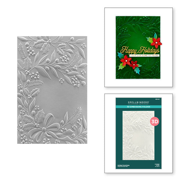 Spellbinders 3D Embossing Folder 5.5"X8.5", Holiday Floral Swag (E3D-041)