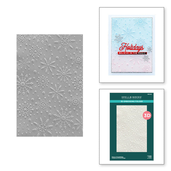 Spellbinders 3D Embossing Folder 5.5"x8.5", Flurry Of Snowflakes (E3D-042)