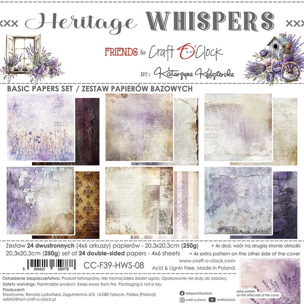 Craft O'Clock, 8"X8" Basics Paper Pad, Heritage Whispers (CC-F39-HWS-08)