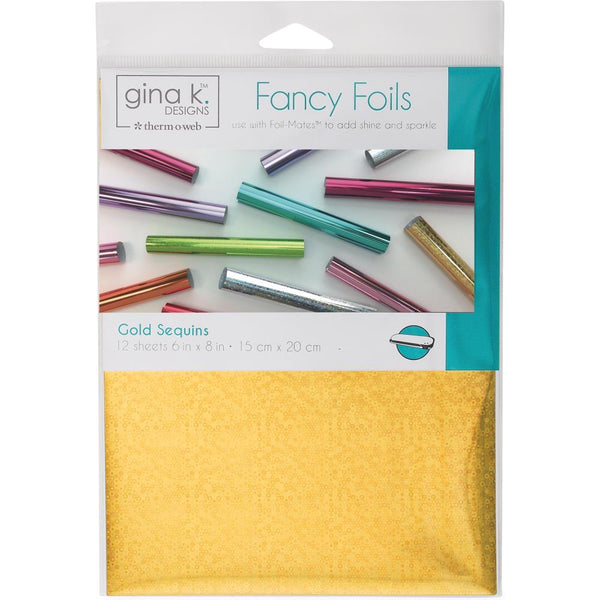 Gina K Designs Fancy Foil 6"X8" 12/Pkg, Gold Sequins