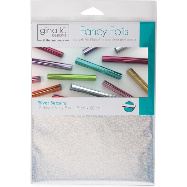 Gina K Designs Fancy Foil 6"X8" 12/Pkg, Silver Sequins