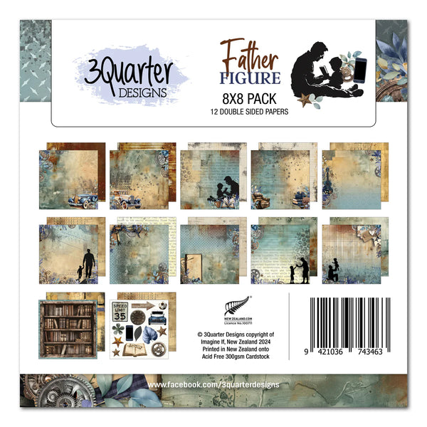 3Quarter Designs, Father Figure, 8x8 Design Paper Pad