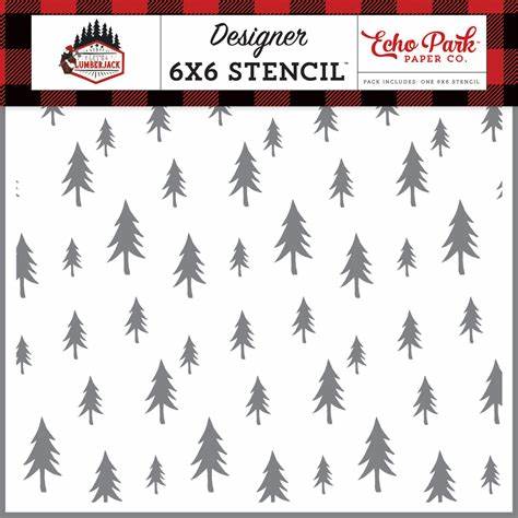 Echo Park Stencil 6"X6", Let's Lumberjack, Forest Trees