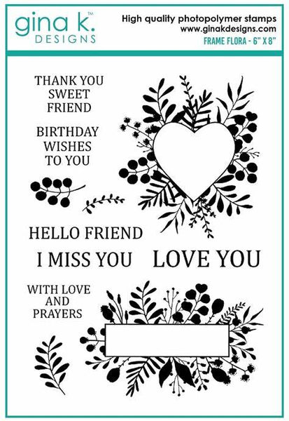 Gina K. Designs, 6" x 8" Clear Stamps, Frame Flora