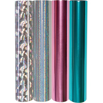 Spellbinders, Glimmer Hot Foil 4 Rolls, Metallic & Holographic Variety Pack  ( GLF-012)