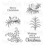 Heartfelt Creations, Festive Christmas Collection, Cling Rubber Stamps & Dies Combo, Christmas Holly Accents