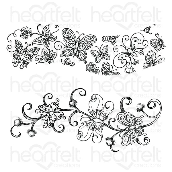 Heartfelt Creations, Butterfly Dreams Collection, Stamps & Dies Combo, Butterfly Dreams Border