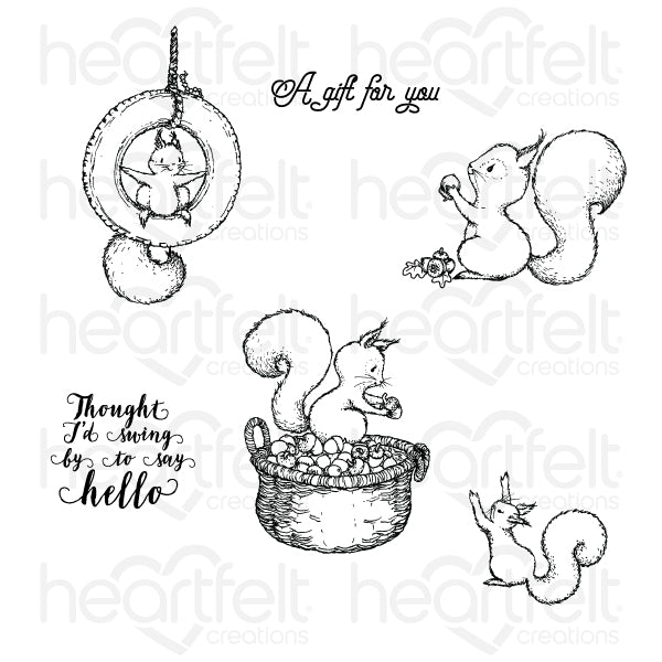 Heartfelt Creations, Oakberry Lane Collection, Cling Stamps & Dies Set Combo, Furry-Tailed Frolic