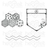 Heartfelt Creations, Buttons and Blooms Collection, Stamps & Dies Combo, Patchwork Pocket & Patterns