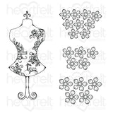 Heartfelt Creations, Floral Fashionista Collection, Cling Stamps & Dies Set Combo, Floral Fashionista