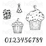 Heartfelt Creations, Sugarspun Collection, Cling Stamps & Dies Set Combo, Sprinkled Confetti Cupcakes