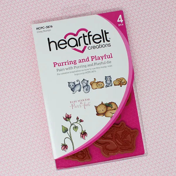 Heartfelt Creations, Purr-fect Posies Collection, Cling Stamps & Dies Set Combo, Purring and Playful