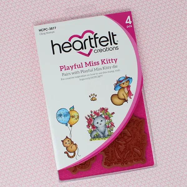 Heartfelt Creations, Purr-fect Posies Collection, Cling Stamps & Dies Set Combo, Playful Miss Kitty
