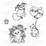 Heartfelt Creations, Purr-fect Posies Collection, Cling Stamps & Dies Set Combo, Playful Miss Kitty