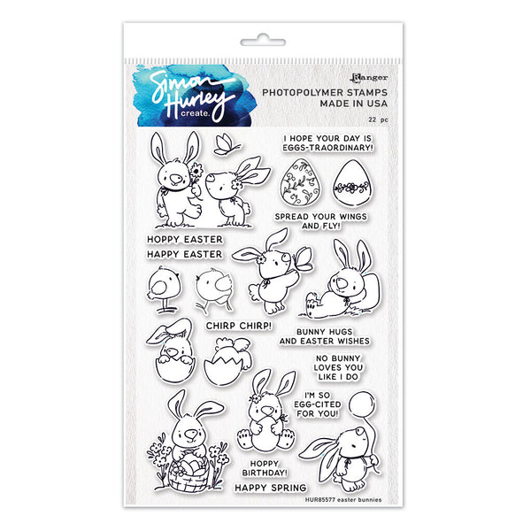 Simon Hurley create. Clear Stamps 6"X9", Easter Bunnies