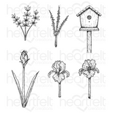 Heartfelt Creations, Iris Garden Collection, Cling Rubber Stamp Set, Iris Garden Accents