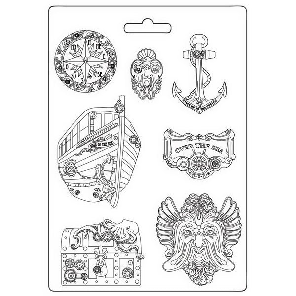 Stamperia Soft Maxi Mould A4, Songs Of The Sea Over The Sea