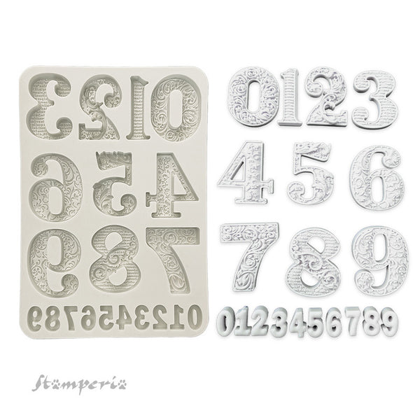 Stamperia Silicone Mold A5, Gear Up For Christmas, Numbers