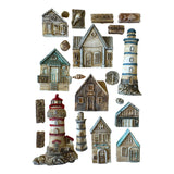 Stamperia Silicone Mold A5, Silent Sea, Houses And Lighthouse