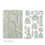 Stamperia Silicone Mold A5, Silent Sea, Houses And Lighthouse