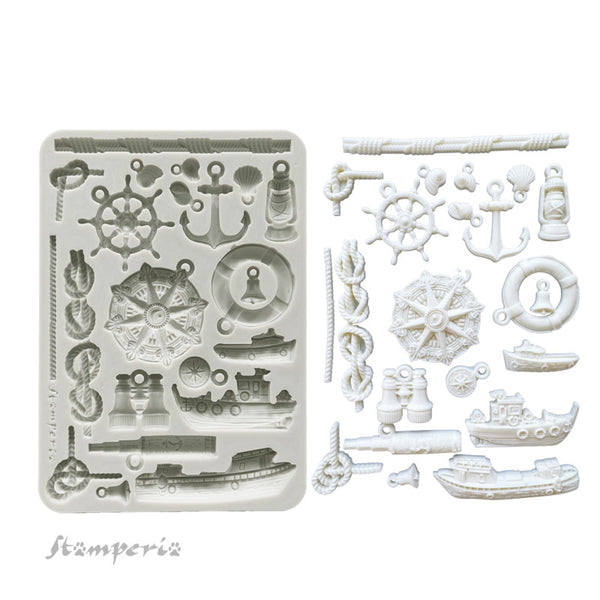Stamperia Silicone Mold A5, Silent Sea, Rudders And Boats