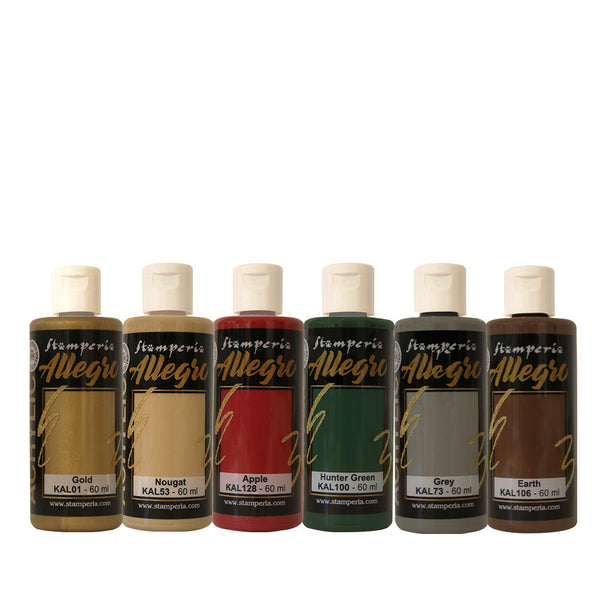 Stamperia Allegro Paint Set 6/Pkg, Gear Up for Christmas, Water-Based Acrylic, (Please see Note)