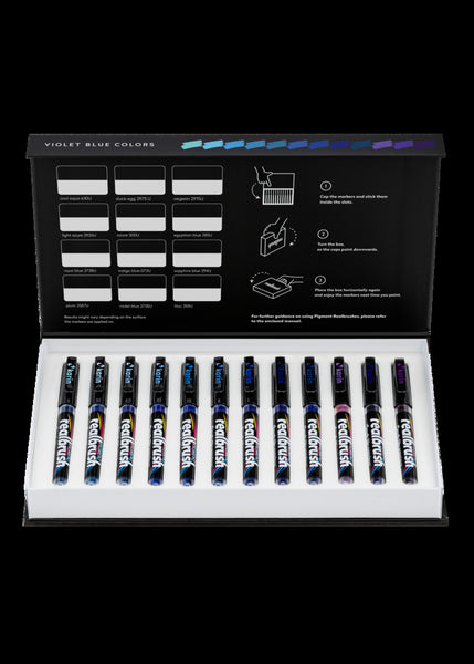 Karin, Realbrush PIGMENT Marker Set, Violet-Blue Colors Collection