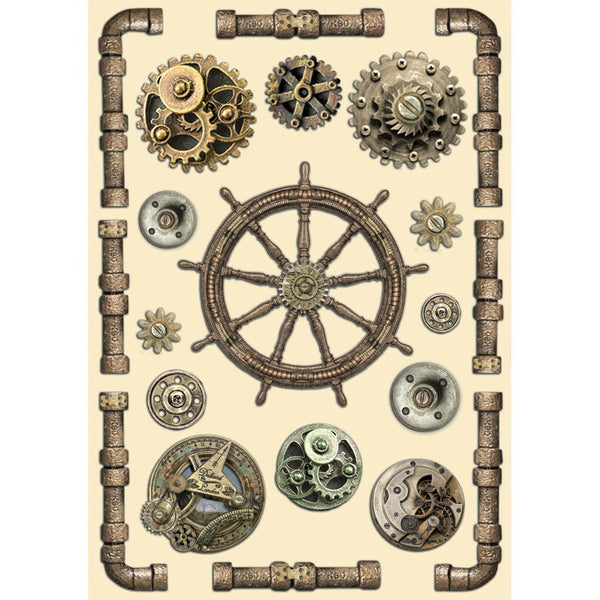 Stamperia, A5 Colored Wooden Shapes, Rudder and Pipes