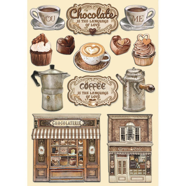 Stamperia Colored Wooden Shapes A5, Coffee And Chocolate