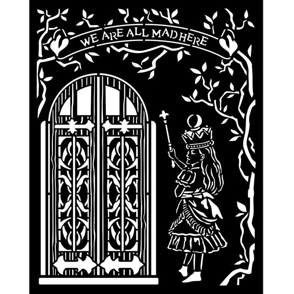 Stamperia Stencil 7.87"X9.84", Alice Through the Looking Glass - Door