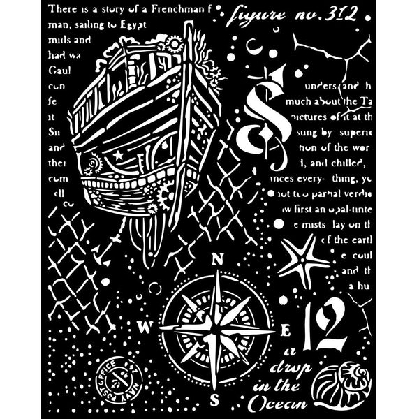 Stamperia Stencil 7.87"X9.84", Songs Of The Sea, Sailing Ship