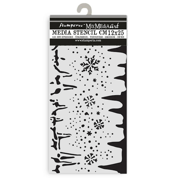 Stamperia, Stencil 4.72"X9.84" Create Happiness, Dewdrops, Snowflakes And Ice