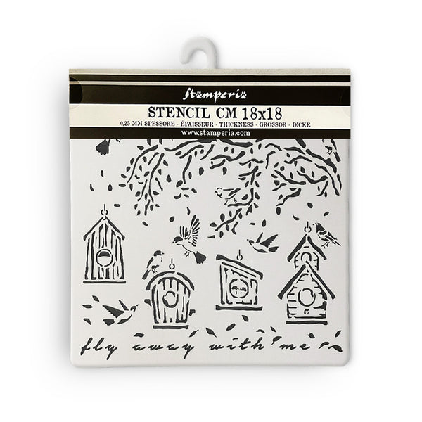Stamperia Stencil 7"X7", Garden, Nests