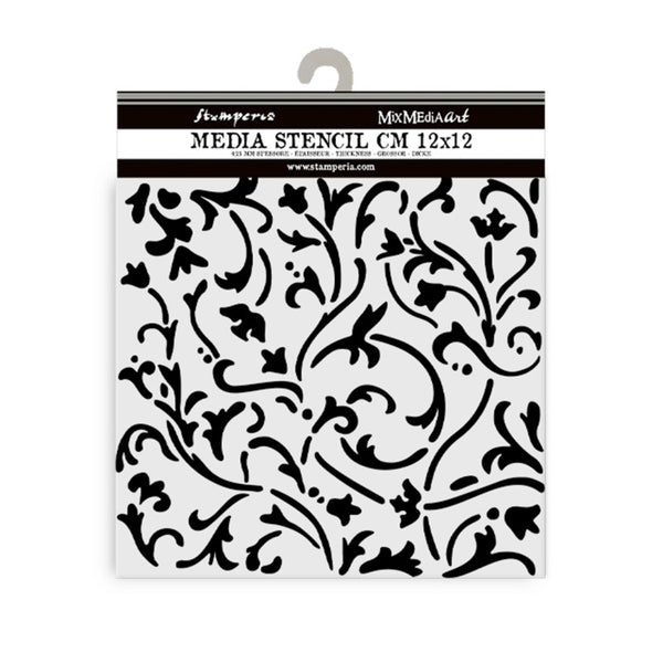 Stamperia, Thick Stencil 4.72"X 4.72", Masquerade, Ornaments (KSTDS11)