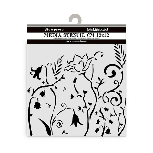 Stamperia, Thick Stencil 4.72"X 4.72", Hidden Grove Flowers (KSTDS28)