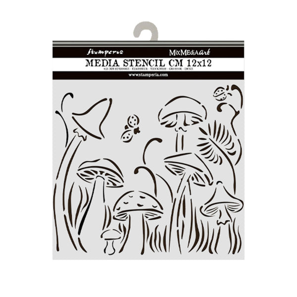 Stamperia, Thick Stencil 4.72"X 4.72", Hidden Grove, Mushroom (KSTDS31)